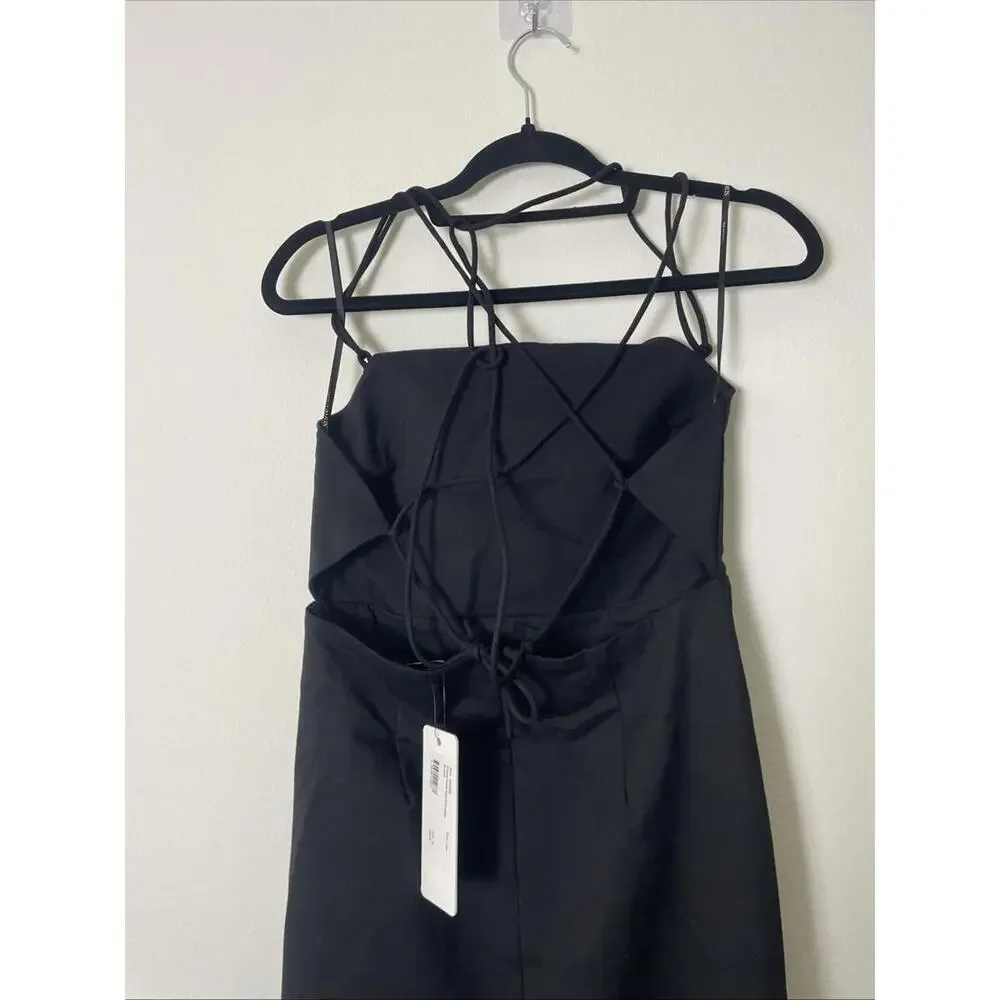Revolve SHONA JOY Lani Draped Cross Back Midi Dress black size 6 NWT $360 msrp - Picture 7 of 8